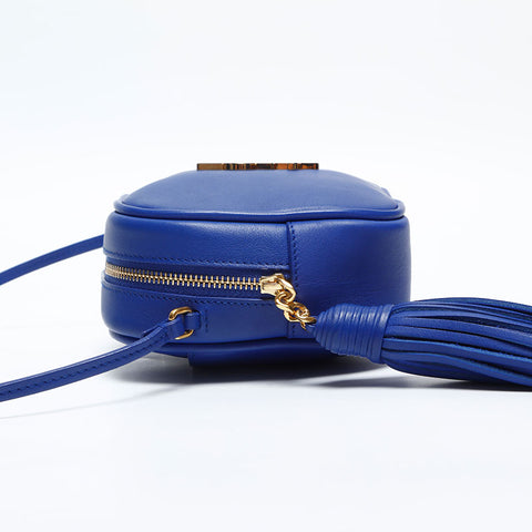 YVES SAINT LAURENT Blogger Fringe Shoulder Bag blue WS14837