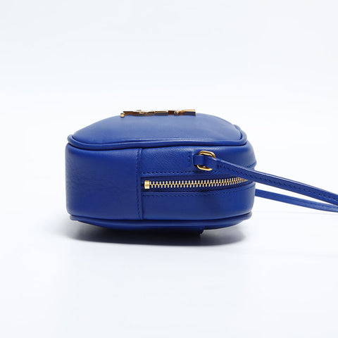 極美品 イヴ・サンローラン YVES SAINT LAURENT ブロガー フリンジ ショルダーバッグ ブルー WS14837