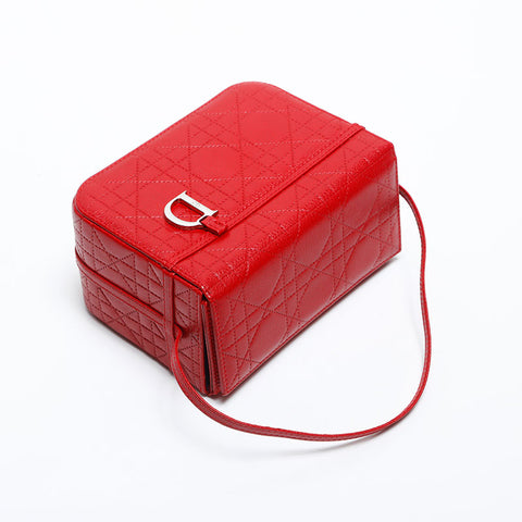 クリスチャンディオール Christian Dior カナージュ バニティ ハンドバッグ レッド WS14838