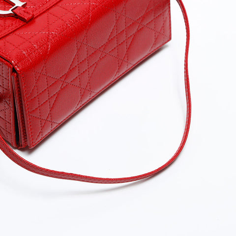 クリスチャンディオール Christian Dior カナージュ バニティ ハンドバッグ レッド WS14838