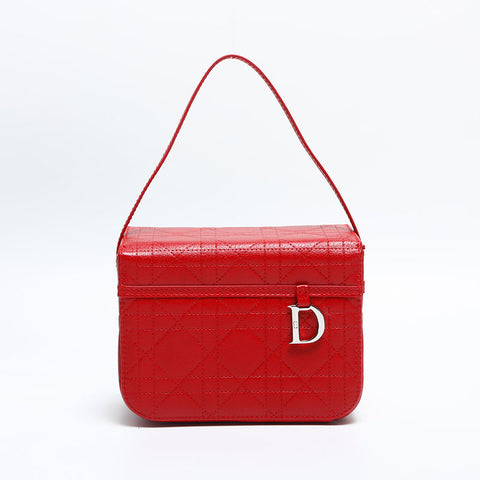 クリスチャンディオール Christian Dior カナージュ バニティ ハンドバッグ レッド WS14838