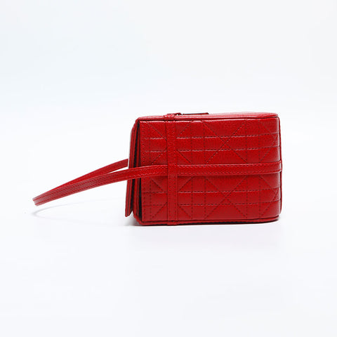 クリスチャンディオール Christian Dior カナージュ バニティ ハンドバッグ レッド WS14838