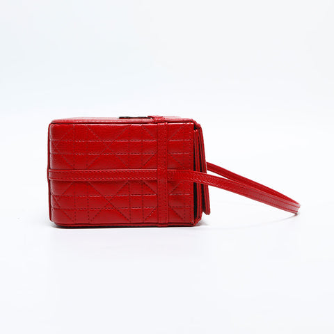 クリスチャンディオール Christian Dior カナージュ バニティ ハンドバッグ レッド WS14838