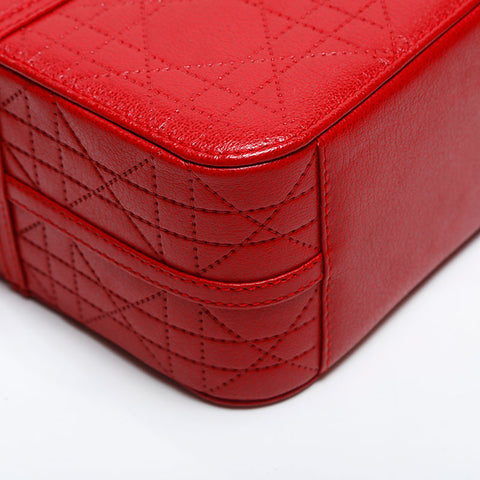 クリスチャンディオール Christian Dior カナージュ バニティ ハンドバッグ レッド WS14838