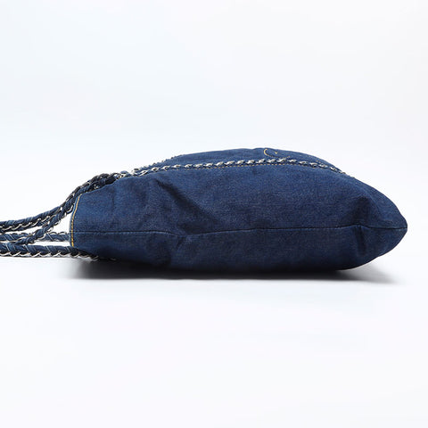 シャネル CHANEL 10番台 デニム ココマーク トートバッグ ネイビー WS14839
