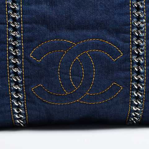 シャネル CHANEL 10番台 デニム ココマーク トートバッグ ネイビー WS14839