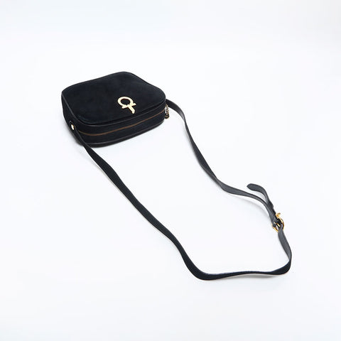 Salvatore Ferragamo suede Shoulder Bag black WS14855
