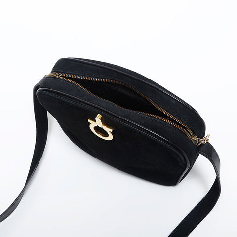 Salvatore Ferragamo suede Shoulder Bag black WS14855