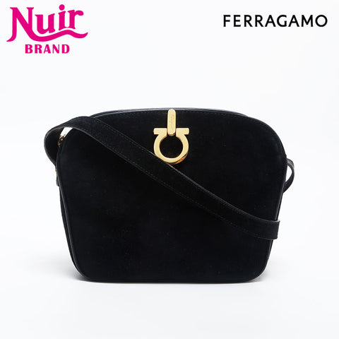 Salvatore Ferragamo suede Shoulder Bag black WS14855