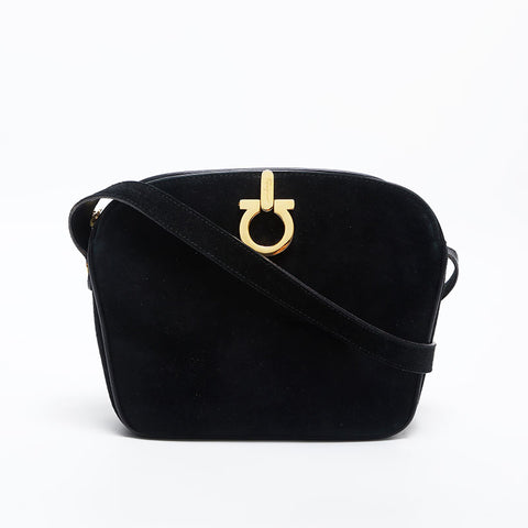 Salvatore Ferragamo suede Shoulder Bag black WS14855