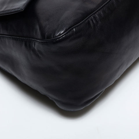 極美品 フェンディ FENDI レザー マンマ フォーエバー ショルダーバッグ ブラック WS14856