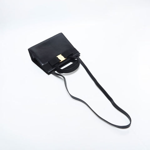 サルヴァトーレフェラガモ Salvatore Ferragamo ヴァラ レザー ハンドバッグ ブラック WS14857