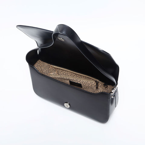 CARTIER Flap Leather Shoulder Bag black WS14858