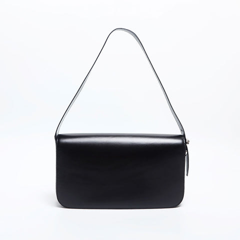 CARTIER Flap Leather Shoulder Bag black WS14858