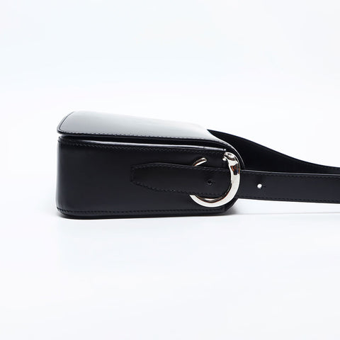 CARTIER Flap Leather Shoulder Bag black WS14858