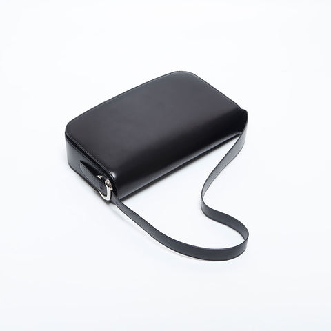 CARTIER Flap Leather Shoulder Bag black WS14858