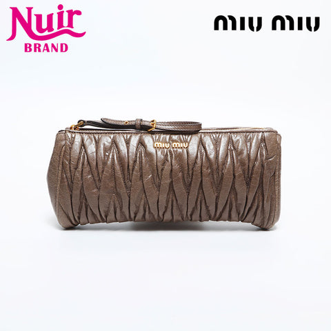 ミュウ ミュウ Miu Miu マテラッセ レザー ハンドバッグ ベージュ WS14861