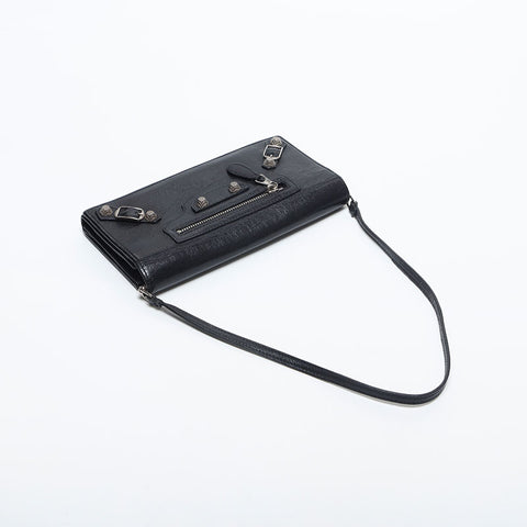 BALENCIAGA Giant Purse Leather Handbag black WS14862