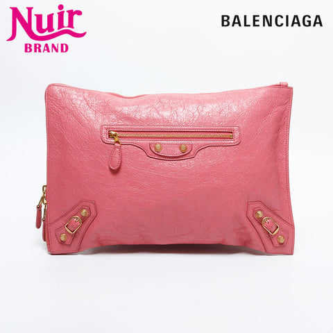 BALENCIAGA Leather Giant Envelope Clutch bag pink WS14865