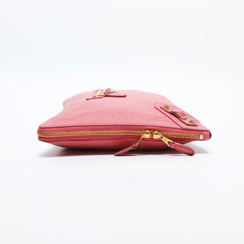 BALENCIAGA Leather Giant Envelope Clutch bag pink WS14865