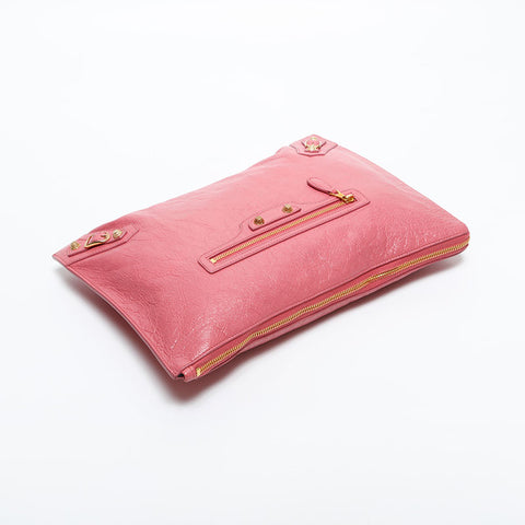 BALENCIAGA Leather Giant Envelope Clutch bag pink WS14865