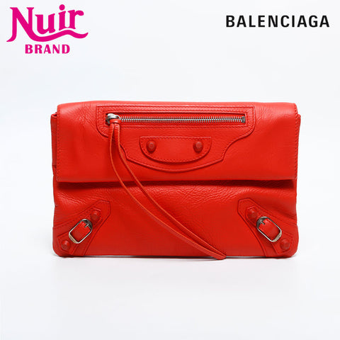 BALENCIAGA Leather Giant Envelope Clutch bag Orange WS14866