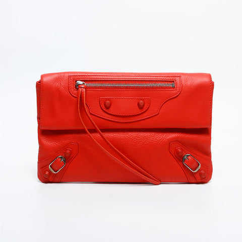 BALENCIAGA Leather Giant Envelope Clutch bag Orange WS14866