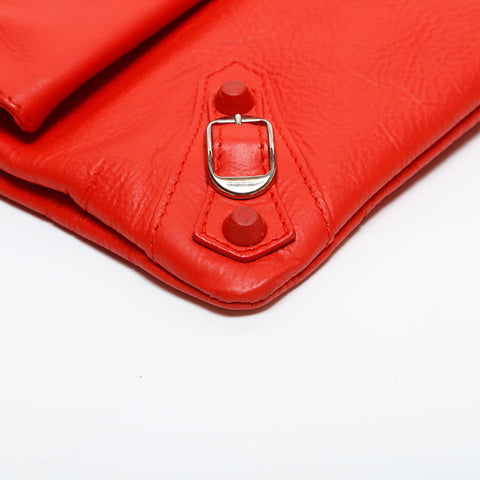 BALENCIAGA Leather Giant Envelope Clutch bag Orange WS14866