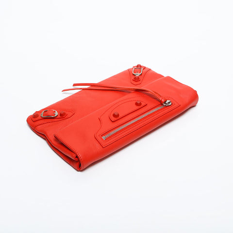 BALENCIAGA Leather Giant Envelope Clutch bag Orange WS14866