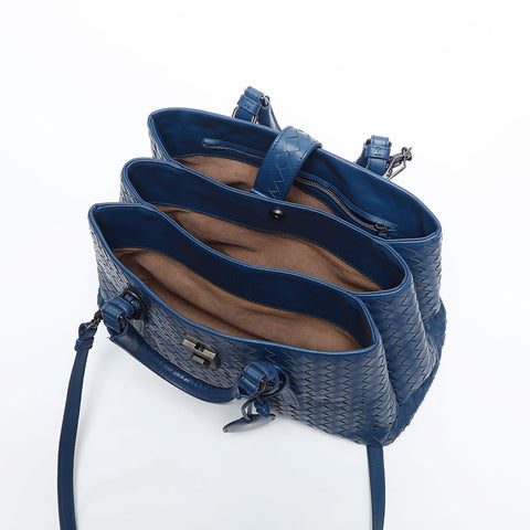 BOTTEGAVENETA INTRECCIATO Roma nappa leather Shoulder Bag blue WS14869