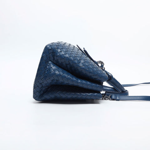 BOTTEGAVENETA INTRECCIATO Roma nappa leather Shoulder Bag blue WS14869
