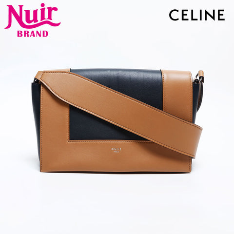 CELINE FRAME Leather Shoulder Bag Navy WS14872