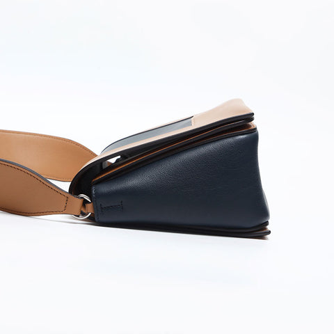 CELINE FRAME Leather Shoulder Bag Navy WS14872