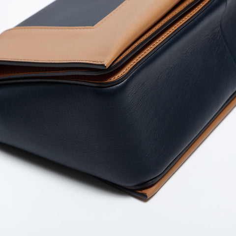 CELINE FRAME Leather Shoulder Bag Navy WS14872