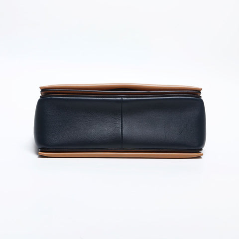 CELINE FRAME Leather Shoulder Bag Navy WS14872