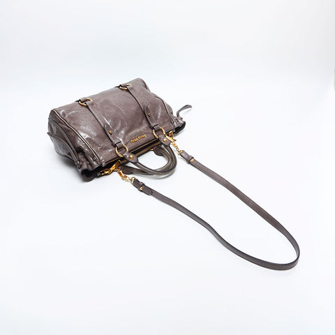 Miu Miu Vitello Luxe 2way Shoulder Bag gray WS14874