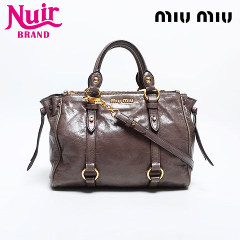 Miu Miu Vitello Luxe 2way Shoulder Bag gray WS14874