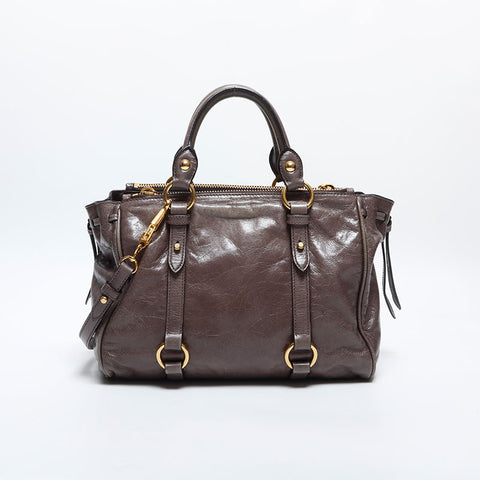 Miu Miu Vitello Luxe 2way Shoulder Bag gray WS14874