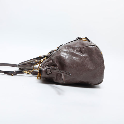 Miu Miu Vitello Luxe 2way Shoulder Bag gray WS14874