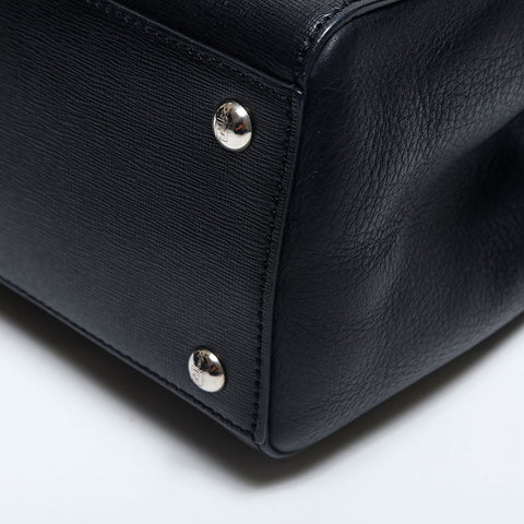 FENDI Leather Studs Apple Twojours Shoulder Bag black WS14876