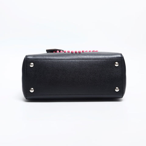 FENDI Leather Studs Apple Twojours Shoulder Bag black WS14876