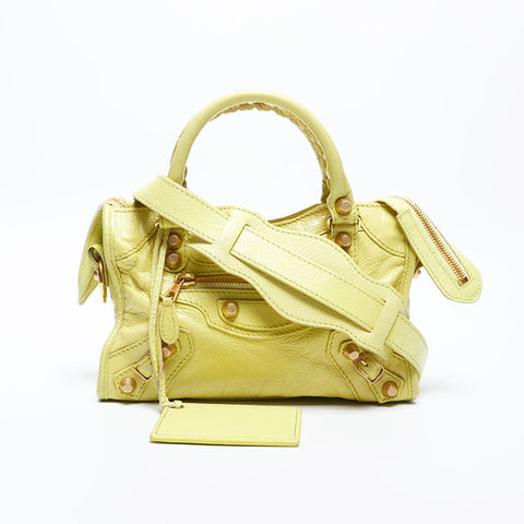 BALENCIAGA Giant Mini City 2way Shoulder Bag yellow WS14879