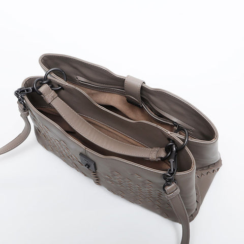 ボッテガヴェネタ BOTTEGAVENETA イントレチャート ローマ ナッパレザー ショルダーバッグ グレー WS14882