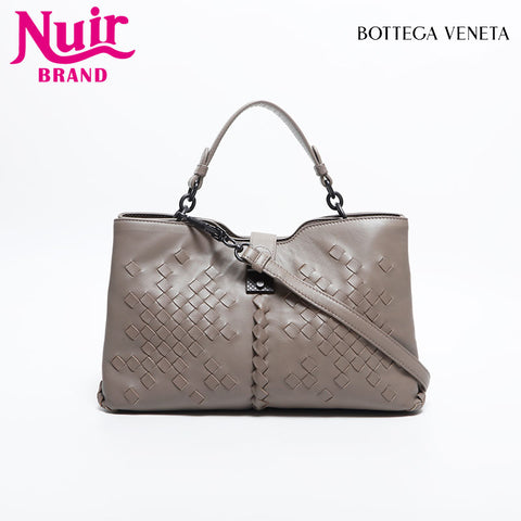 ボッテガヴェネタ BOTTEGAVENETA イントレチャート ローマ ナッパレザー ショルダーバッグ グレー WS14882