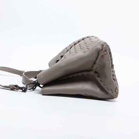 ボッテガヴェネタ BOTTEGAVENETA イントレチャート ローマ ナッパレザー ショルダーバッグ グレー WS14882
