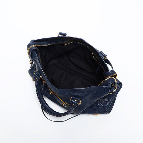 BALENCIAGA City Metallic Edge Shoulder Bag Navy WS14884