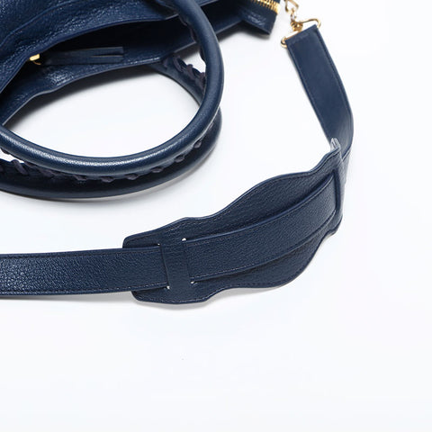BALENCIAGA City Metallic Edge Shoulder Bag Navy WS14884