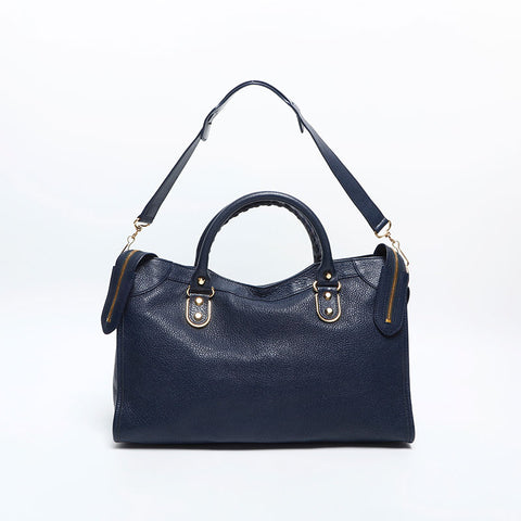 BALENCIAGA City Metallic Edge Shoulder Bag Navy WS14884