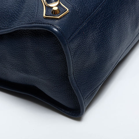 BALENCIAGA City Metallic Edge Shoulder Bag Navy WS14884