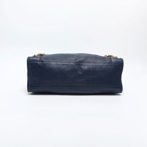 BALENCIAGA City Metallic Edge Shoulder Bag Navy WS14884